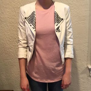 RD Style White faux leather studded leather jacket